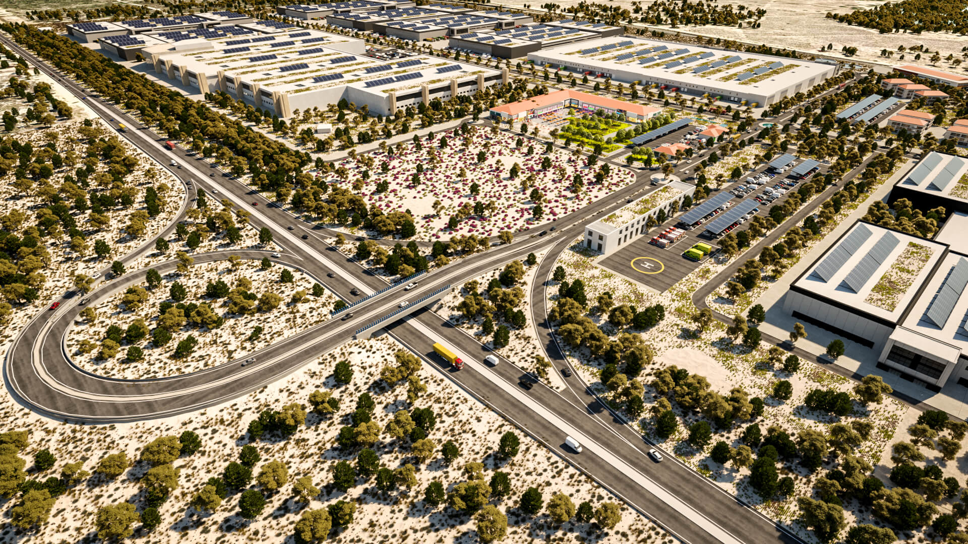 Park entrance and road interchange