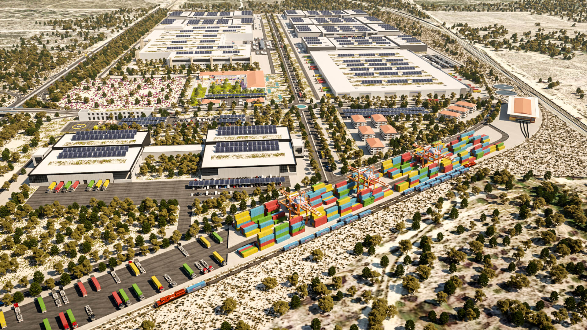 Rail terminal and container yard